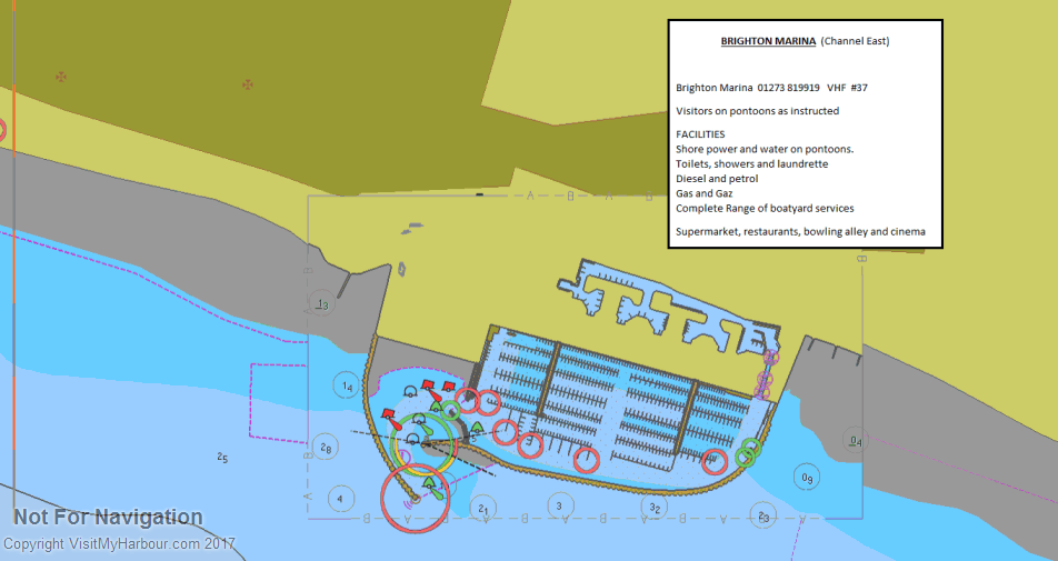 Brighton Marina [Expanded View] Channel East pilotage, charts